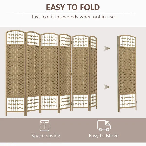 HOMCOM 6-Panel Folding Room Divider, Portable Wave Fiber Privacy Screen, Natural, for Home Office - product image 4