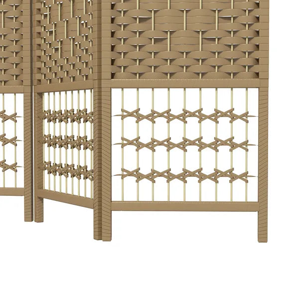 HOMCOM 6-Panel Folding Room Divider, Portable Wave Fiber Privacy Screen, Natural, for Home Office - product image 9