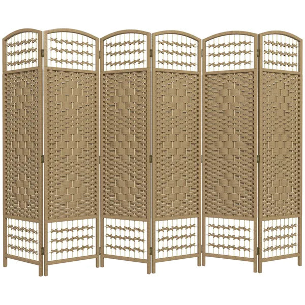 HOMCOM 6-Panel Folding Room Divider, Portable Wave Fiber Privacy Screen, Natural, for Home Office - product image 11
