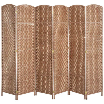HOMCOM 6 Panel Wicker Room Divider 6 ft Tall Privacy Screen Natural - product image 1