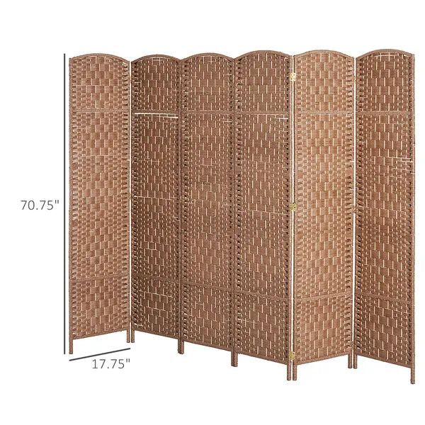 HOMCOM 6 Panel Wicker Room Divider 6 ft Tall Privacy Screen Natural - product image 3