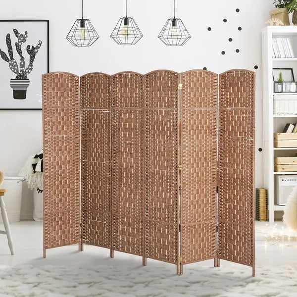 HOMCOM 6 Panel Wicker Room Divider 6 ft Tall Privacy Screen Natural - product image 10