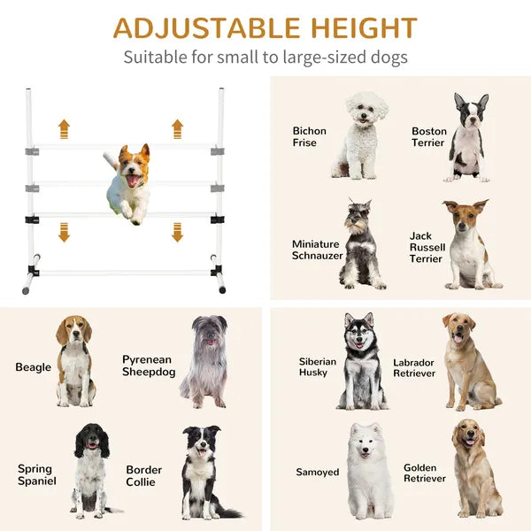 6 Piece Dog Agility Set with Adjustable Height Jump Bars, Carry Bag, Displacing Top Bar, White - product image 4