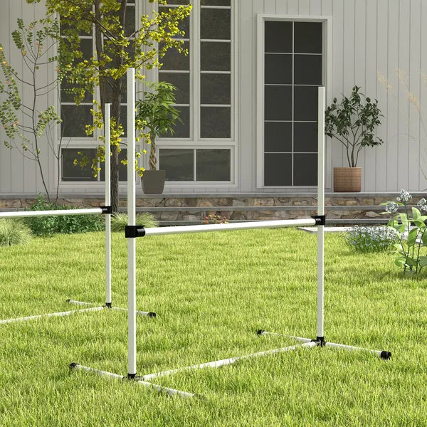 6 Piece Dog Agility Set with Adjustable Height Jump Bars, Carry Bag, Displacing Top Bar, White - product image 9