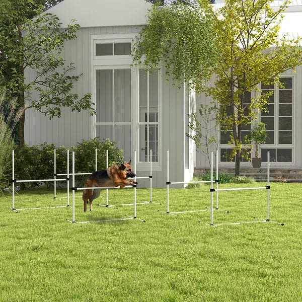 6 Piece Dog Agility Set with Adjustable Height Jump Bars, Carry Bag, Displacing Top Bar, White - product image 10