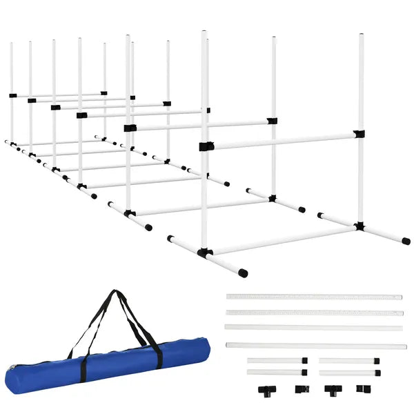 6 Piece Dog Agility Set with Adjustable Height Jump Bars, Carry Bag, Displacing Top Bar, White - product image 12