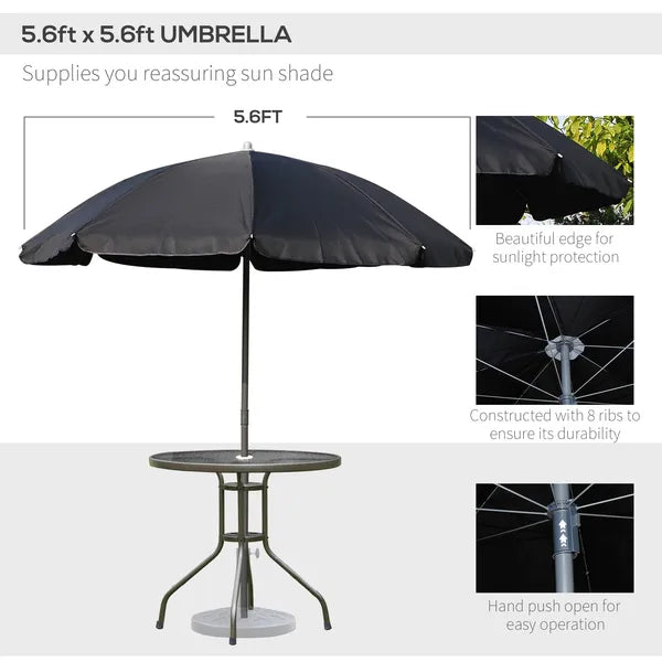 6 Piece Patio Dining Set for 4 with Umbrella, Outdoor Table and Chairs with 4 Folding Dining Chairs and Round Glass Table - product image 4