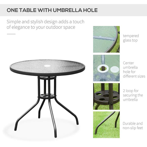 6 Piece Patio Dining Set for 4 with Umbrella, Outdoor Table and Chairs with 4 Folding Dining Chairs and Round Glass Table - product image 5