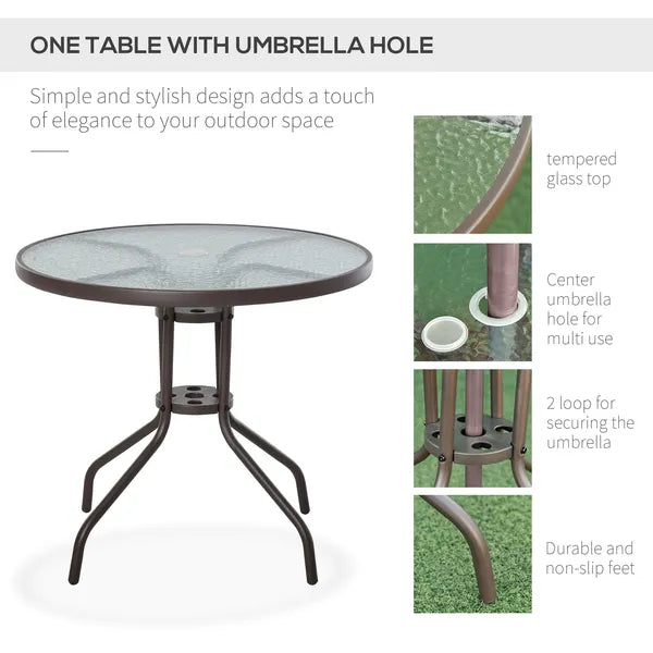 6-Piece Patio Dining Set with Umbrella, Folding Chairs and Glass Table, Beige - Outdoor Meal Setup - product image 6