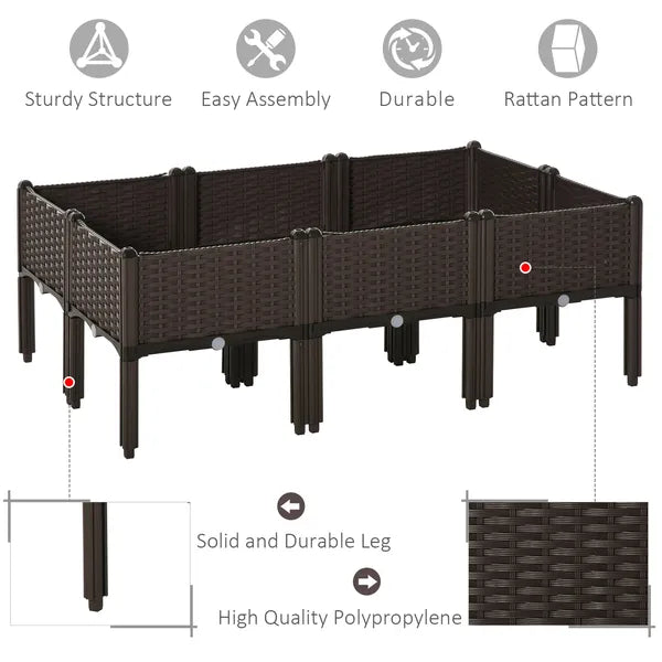 Outsunny 6 Piece Raised Garden Bed with Legs, Planter Box Raised Bed to Grow Flowers, Herbs and Vegetables, Brown - product image 4