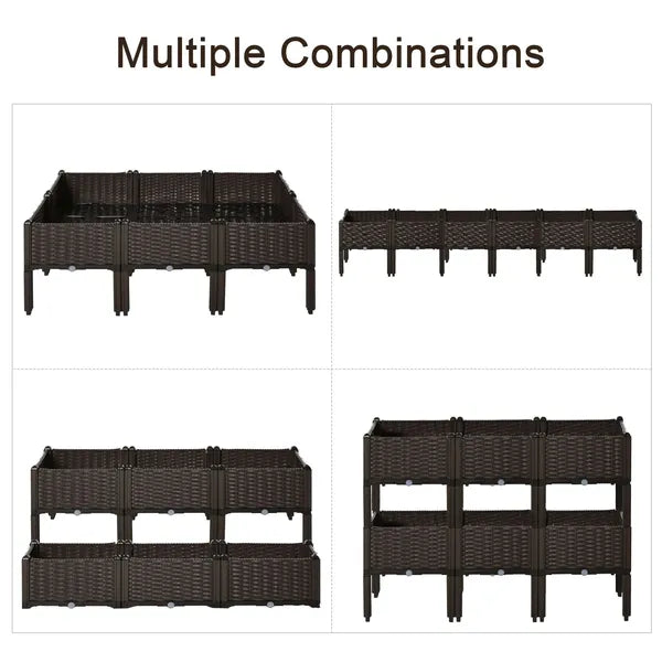 Outsunny 6 Piece Raised Garden Bed with Legs, Planter Box Raised Bed to Grow Flowers, Herbs and Vegetables, Brown - product image 6