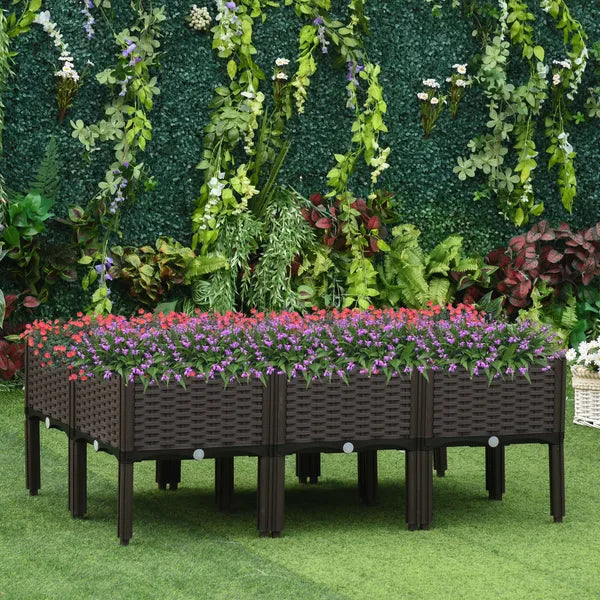 Outsunny 6 Piece Raised Garden Bed with Legs, Planter Box Raised Bed to Grow Flowers, Herbs and Vegetables, Brown - product image 2