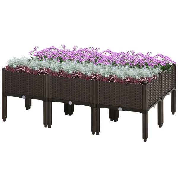 Outsunny 6 Piece Raised Garden Bed with Legs, Planter Box Raised Bed to Grow Flowers, Herbs and Vegetables, Brown - product image 1