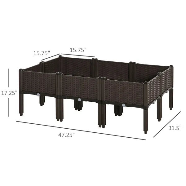 Outsunny 6 Piece Raised Garden Bed with Legs, Planter Box Raised Bed to Grow Flowers, Herbs and Vegetables, Brown - product image 3
