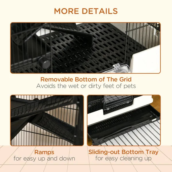 6-Tier Small Animal Cage, Rabbit Hutch with Wheels, Removable Tray, Platform and Ramp for Bunny, Chinchillas, Ferret, Hedgehog and Gerbils, Black - product image 7