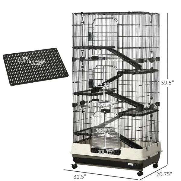 6-Tier Small Animal Cage, Rabbit Hutch with Wheels, Removable Tray, Platform and Ramp for Bunny, Chinchillas, Ferret, Hedgehog and Gerbils, Black - product image 3