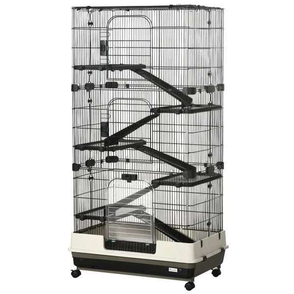 6-Tier Small Animal Cage, Rabbit Hutch with Wheels, Removable Tray, Platform and Ramp for Bunny, Chinchillas, Ferret, Hedgehog and Gerbils, Black - product image 11