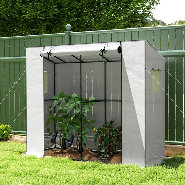 Outsunny 6' x 2' x 5' Walk-in Greenhouse Small Greenhouse for Outdoors with UV-resistant PE Cover, Portable, White - product image 10