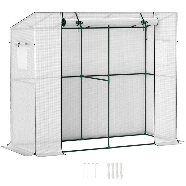 Outsunny 6' x 2' x 5' Walk-in Greenhouse Small Greenhouse for Outdoors with UV-resistant PE Cover, Portable, White - product image 11