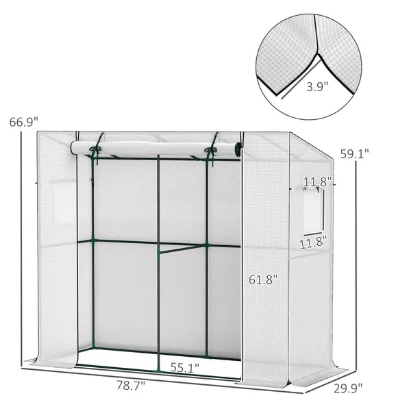 Outsunny 6' x 2' x 5' Walk-in Greenhouse Small Greenhouse for Outdoors with UV-resistant PE Cover, Portable, White - product image 3