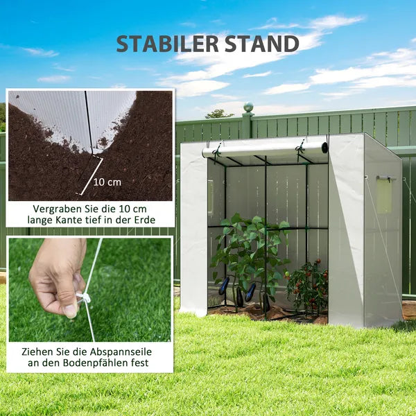 Outsunny 6' x 2' x 5' Walk-in Greenhouse Small Greenhouse for Outdoors with UV-resistant PE Cover, Portable, White - product image 7
