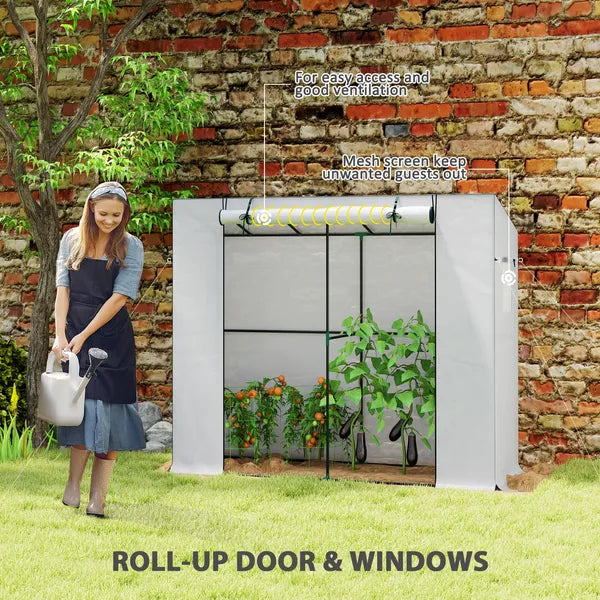 Outsunny 6' x 2' x 5' Walk-in Greenhouse Small Greenhouse for Outdoors with UV-resistant PE Cover, Portable, White - product image 6