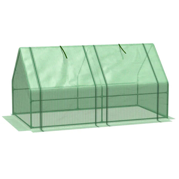 Outsunny 6 ft x 3 ft x 3 ft Portable Mini Greenhouse, Small Greenhouse with Large Zipper Doors and Water/UV PE Cover, Green - product image 11