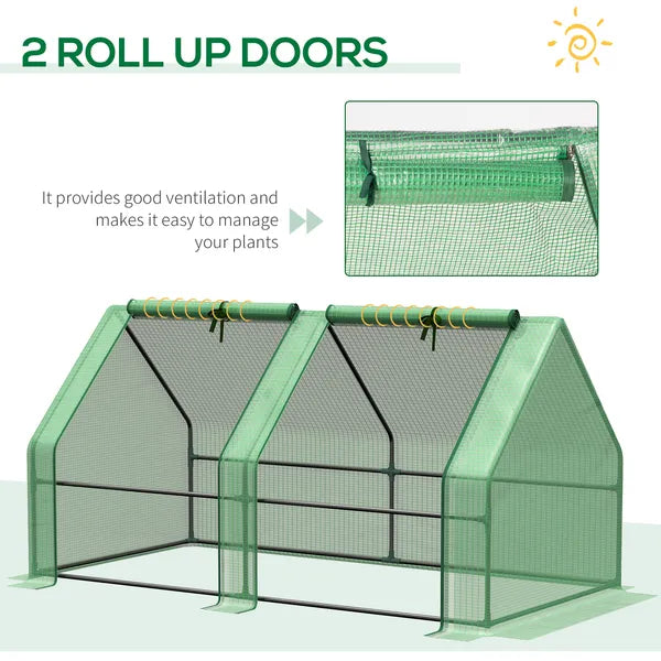Outsunny 6 ft x 3 ft x 3 ft Portable Mini Greenhouse, Small Greenhouse with Large Zipper Doors and Water/UV PE Cover, Green - product image 7