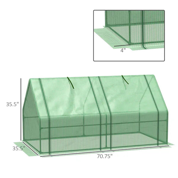 Outsunny 6 ft x 3 ft x 3 ft Portable Mini Greenhouse, Small Greenhouse with Large Zipper Doors and Water/UV PE Cover, Green - product image 3