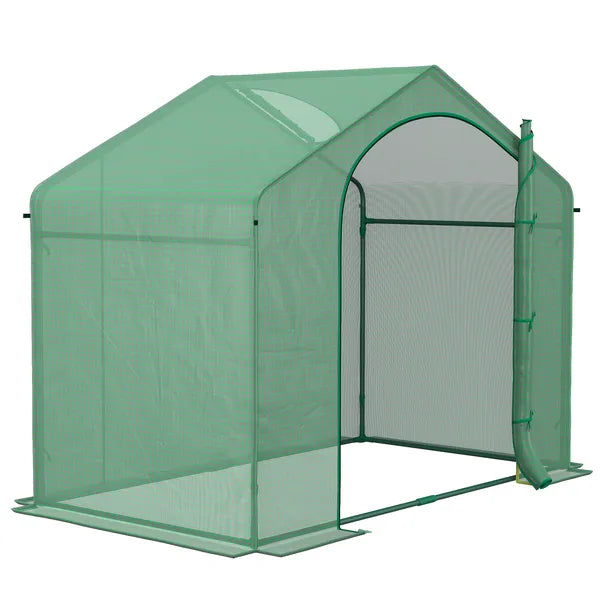 Outsunny 6' x 3' x 5' Walk-in Greenhouse, Portable Hot House, PE Cover, Steel Frame, Zipper Door, Top Vent for Flowers, Vegetables, Green - product image 8