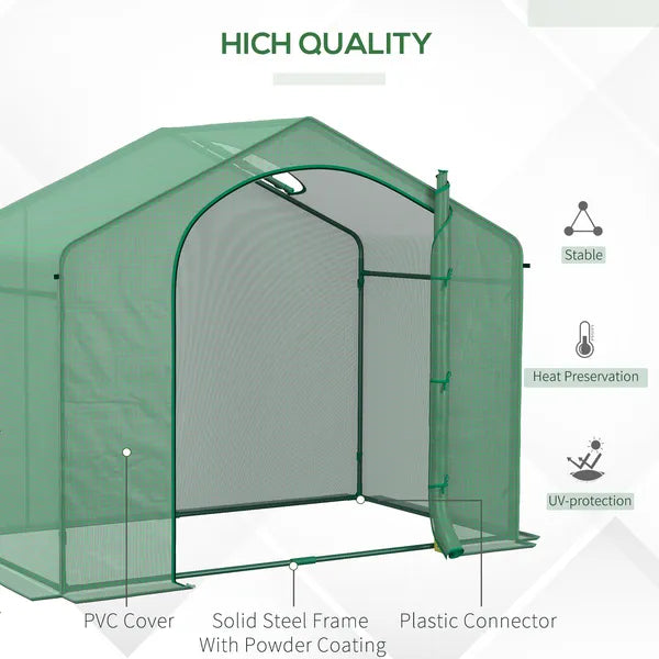 Outsunny 6' x 3' x 5' Walk-in Greenhouse, Portable Hot House, PE Cover, Steel Frame, Zipper Door, Top Vent for Flowers, Vegetables, Green - product image 5