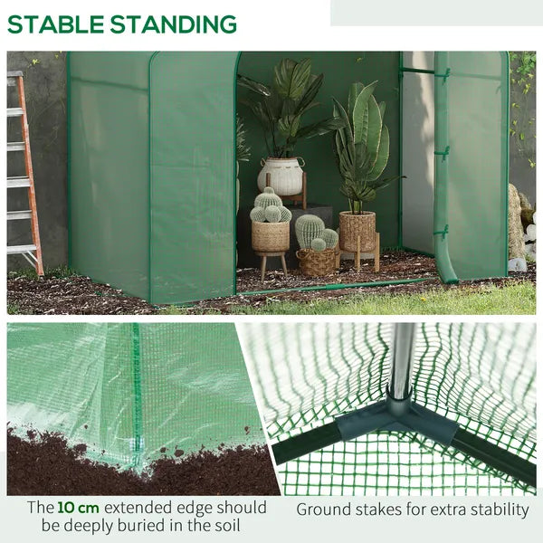 Outsunny 6' x 3' x 5' Walk-in Greenhouse, Portable Hot House, PE Cover, Steel Frame, Zipper Door, Top Vent for Flowers, Vegetables, Green - product image 6