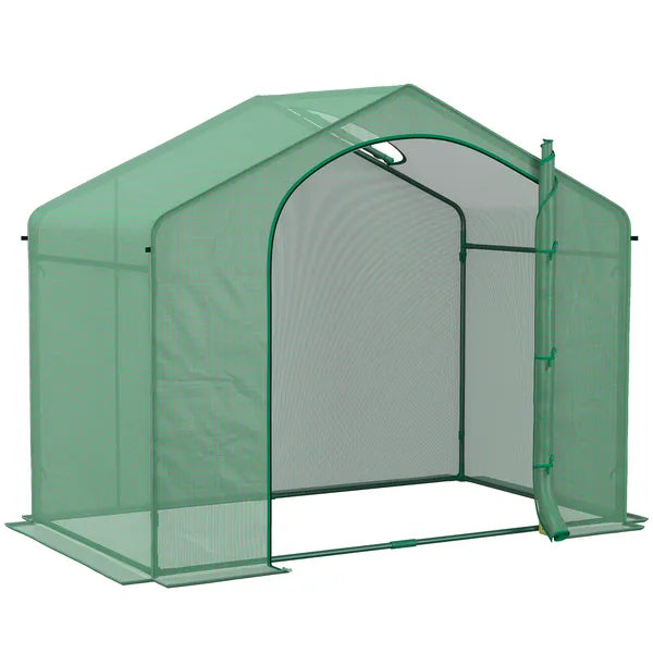Outsunny 6' x 3' x 5' Walk-in Greenhouse, Portable Hot House, PE Cover, Steel Frame, Zipper Door, Top Vent for Flowers, Vegetables, Green - product image 1