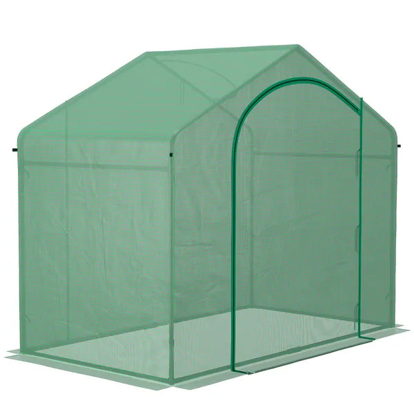 Outsunny 6' x 3' x 5' Walk-in Greenhouse, Portable Hot House, PE Cover, Steel Frame, Zipper Door, Top Vent for Flowers, Vegetables, Green - product image 7