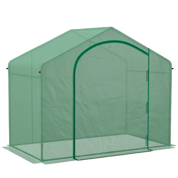 Outsunny 6' x 3' x 5' Walk-in Greenhouse, Portable Hot House, PE Cover, Steel Frame, Zipper Door, Top Vent for Flowers, Vegetables, Green - product image 11