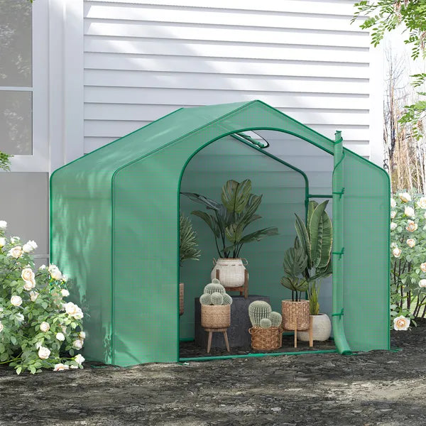 Outsunny 6' x 3' x 5' Walk-in Greenhouse, Portable Hot House, PE Cover, Steel Frame, Zipper Door, Top Vent for Flowers, Vegetables, Green - product image 10