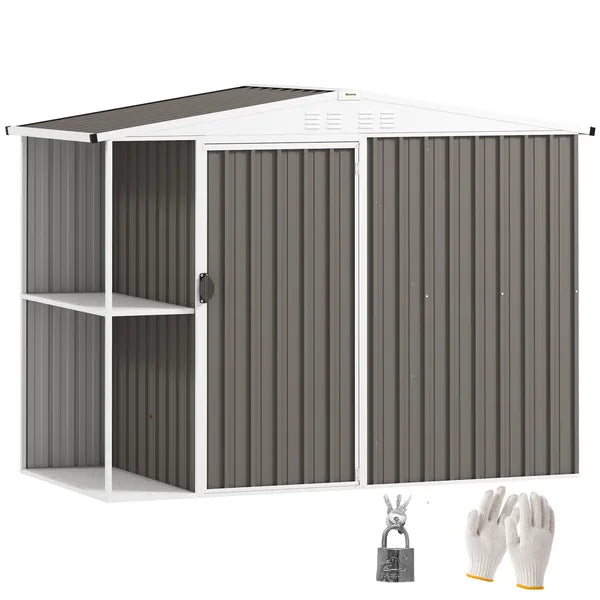 6' x 4' Outdoor Garden Shed, Metal Utility Shed with Air Vents and Lockable Door for Backyard Garden Patio, Warm Gray - product image 11