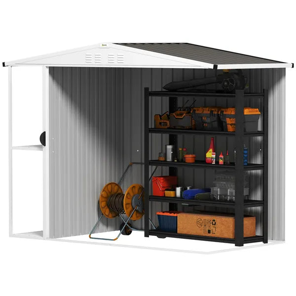 6' x 4' Outdoor Garden Shed, Metal Utility Shed with Air Vents and Lockable Door for Backyard Garden Patio, Warm Gray - product image 9