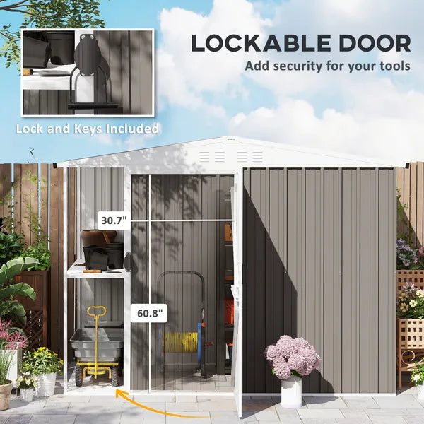 6' x 4' Outdoor Garden Shed, Metal Utility Shed with Air Vents and Lockable Door for Backyard Garden Patio, Warm Gray - product image 7