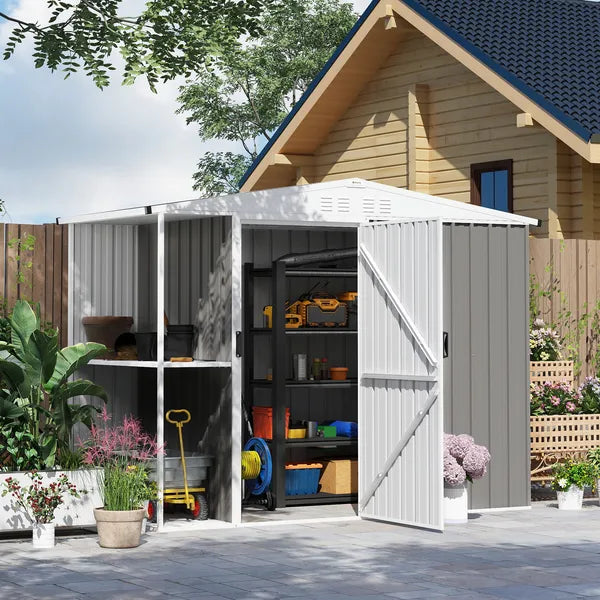 6' x 4' Outdoor Garden Shed, Metal Utility Shed with Air Vents and Lockable Door for Backyard Garden Patio, Warm Gray - product image 2