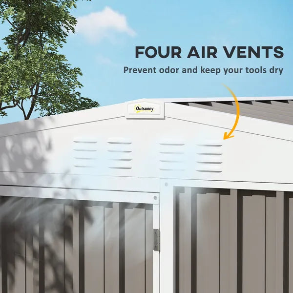 6' x 4' Outdoor Garden Shed, Metal Utility Shed with Air Vents and Lockable Door for Backyard Garden Patio, Warm Gray - product image 5