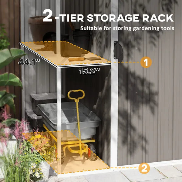 6' x 4' Outdoor Garden Shed, Metal Utility Shed with Air Vents and Lockable Door for Backyard Garden Patio, Warm Gray - product image 4