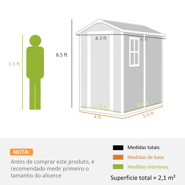 Outsunny 6' x 4' Outdoor Storage Shed, Plastic Shed with Floor, Window, Lockable Door and Vents for Outdoor Patio Storage, Gray - product image 3