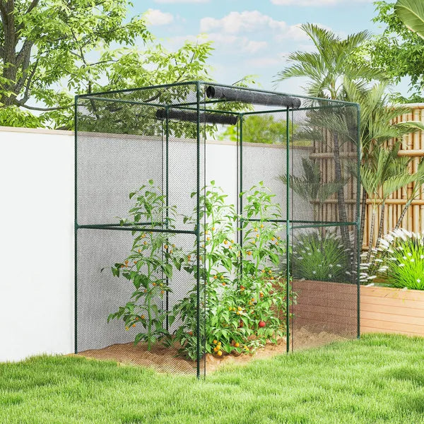 6' x 4' x 6' Crop Cage, Plant Protection Tent with Zippered Doors for Vegetable Garden, Backyard, Black - product image 8