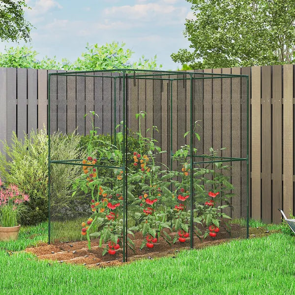 6' x 4' x 6' Crop Cage, Plant Protection Tent with Zippered Doors for Vegetable Garden, Backyard, Black - product image 2