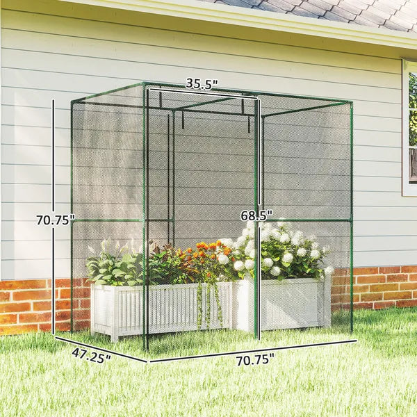 6' x 4' x 6' Crop Cage, Plant Protection Tent with Zippered Doors for Vegetable Garden, Backyard, Black - product image 3