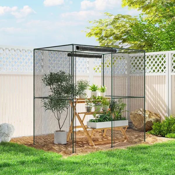 6' x 4' x 6' Crop Cage, Plant Protection Tent with Zippered Doors for Vegetable Garden, Backyard, Black - product image 10