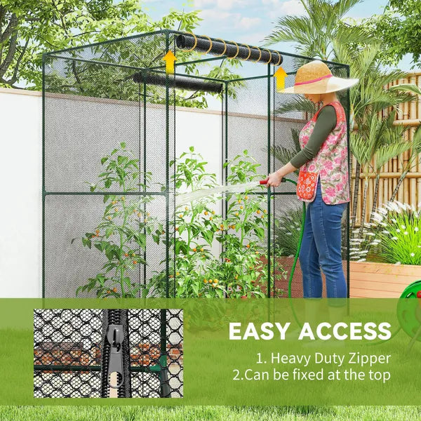 6' x 4' x 6' Crop Cage, Plant Protection Tent with Zippered Doors for Vegetable Garden, Backyard, Black - product image 6