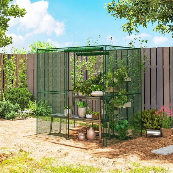 6' x 4' x 6' Crop Cage, Plant Protection Tent with Zippered Doors for Vegetable Garden, Backyard, Green - product image 9