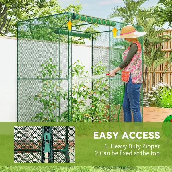 6' x 4' x 6' Crop Cage, Plant Protection Tent with Zippered Doors for Vegetable Garden, Backyard, Green - product image 6